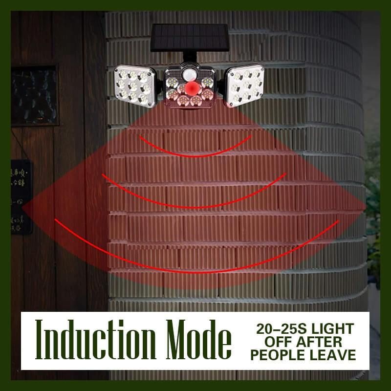 Triple Split LED Solar Powered Patio Body Sensor Wall Light