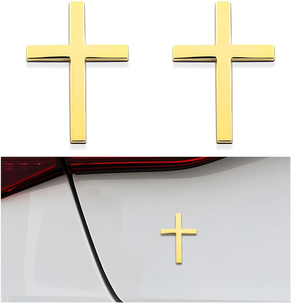 🚗✝️ Metallischer 3D-Kreuz-Aufkleber zur Selbstklebung für Kratzer am Auto