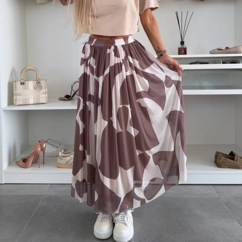 💜 LAST DAY PROMOTION - 50%OFF💜Trendy Print Elastic Waistband Flowy Maxi Skirt