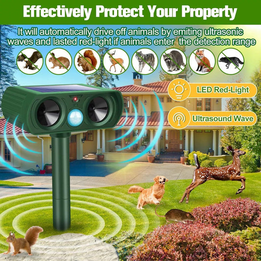 Outdoor Solar Powered Ultrasonic Animal Repeller