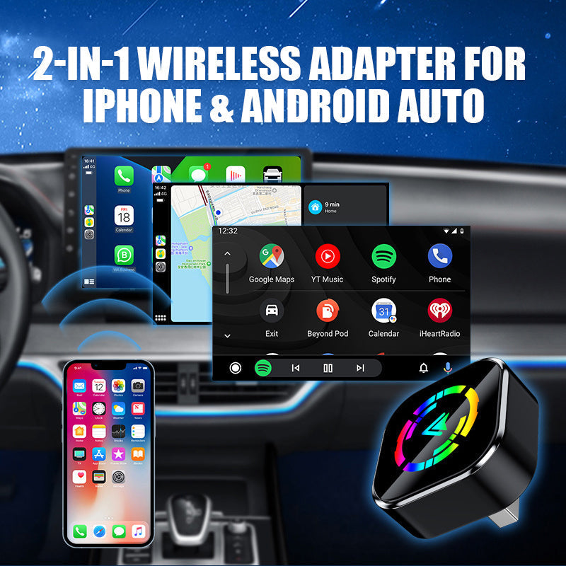 📱 60% RABATT JETZT! 🔥 2-in-1 Funkadapter - Kompatibel mit iPhone & Android Auto, Einfache Plug-and-Play-Installation ✨
