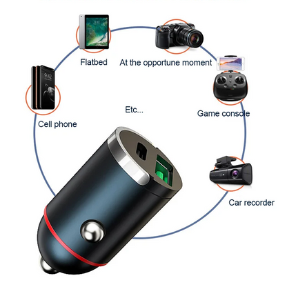 Kompaktes Schnellladegerät mit 2 Anschlüssen für das Auto