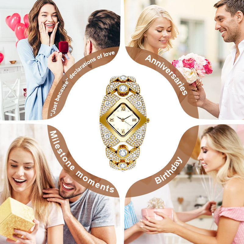 🔥50% de desconto ⌚Relógio de quartzo vintage feminino com strass cintilante💎